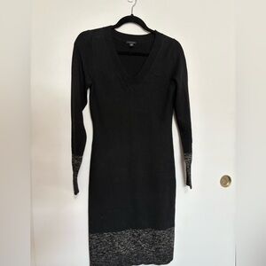 Ann Taylor Black and silver  Long Sleeve Dress